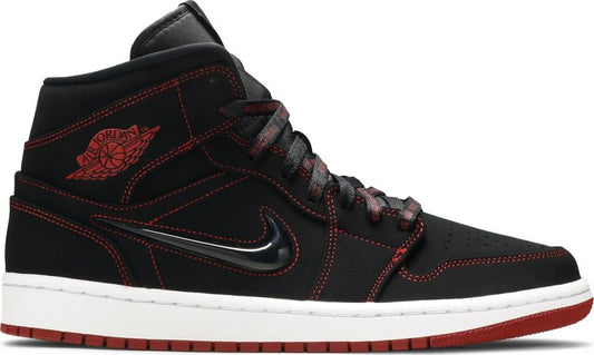 נעלי סניקרס Air Jordan 1 Mid 'Come Fly With Me' של המותג נייקי בצבע שָׁחוֹר עשויות עוֹר