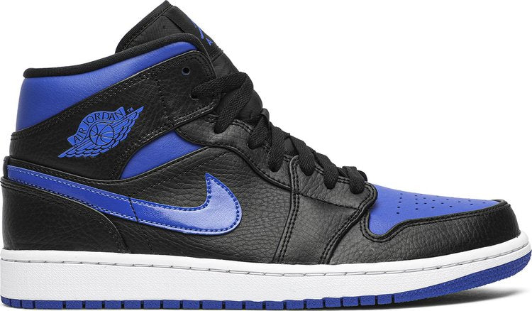 נעלי סניקרס Air Jordan 1 Mid 'Black Hyper Royal' של המותג נייקי בצבע כְּחוֹל עשויות עוֹר