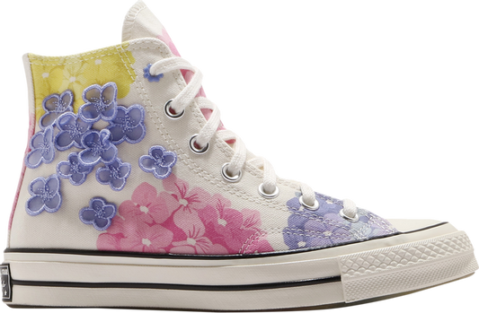 נעלי סניקרס Wmns Chuck 70 High 'Floral' של המותג קונברס אולסטאר בצבע קרם עשויות בַּד