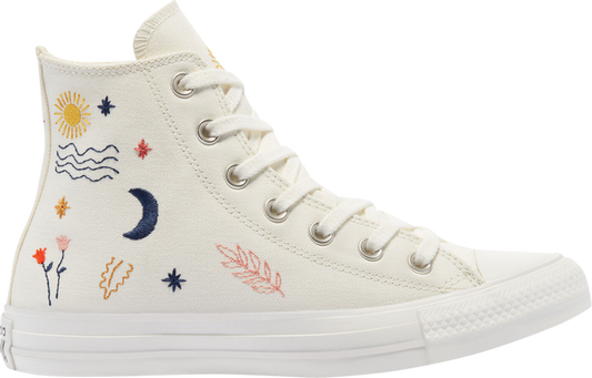 נעלי סניקרס Wmns Chuck Taylor All Star High 'It's Okay To Wander' של המותג קונברס אולסטאר בצבע קרם עשויות בַּד