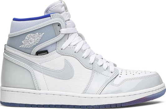 נעלי סניקרס Air Jordan 1 High Zoom 'Racer Blue' של המותג נייקי בצבע לבן עשויות עור פטנט