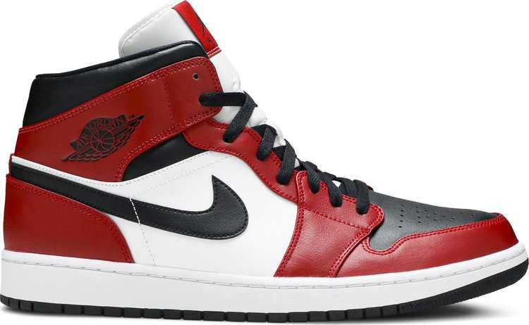 נעלי סניקרס Air Jordan 1 Mid 'Chicago Black Toe' של המותג נייקי בצבע אָדוֹם עשויות 