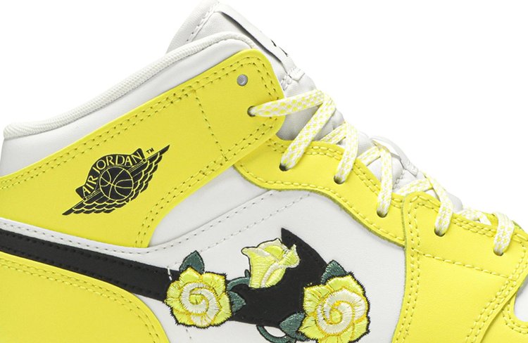 Air Jordan 1 Mid SE GS 'Rose Patch - Dynamic Yellow'