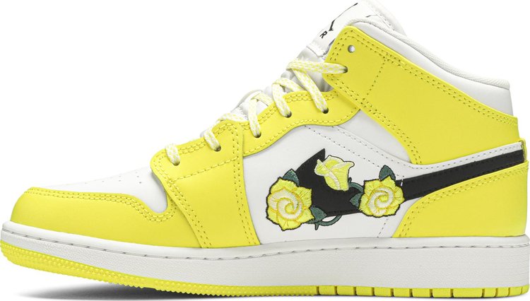 Air Jordan 1 Mid SE GS 'Rose Patch - Dynamic Yellow'