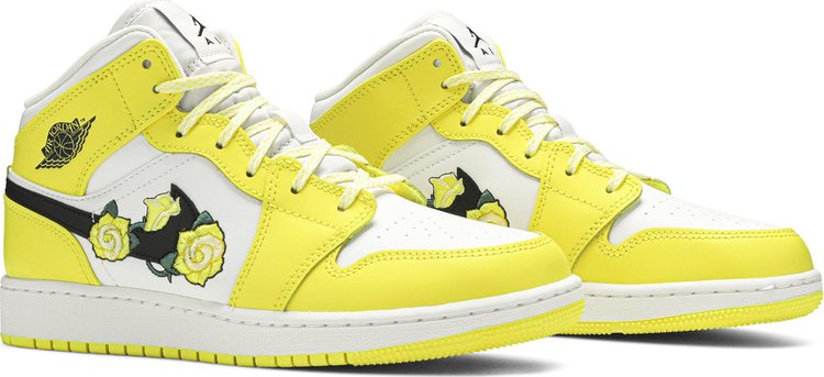 Air Jordan 1 Mid SE GS 'Rose Patch - Dynamic Yellow'