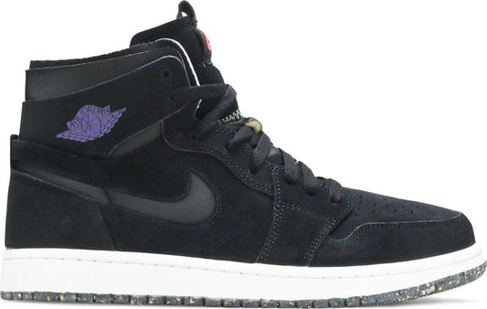 נעלי סניקרס Air Jordan 1 High Zoom Comfort 'Court Black' של המותג נייקי בצבע שָׁחוֹר עשויות עור (זמש)