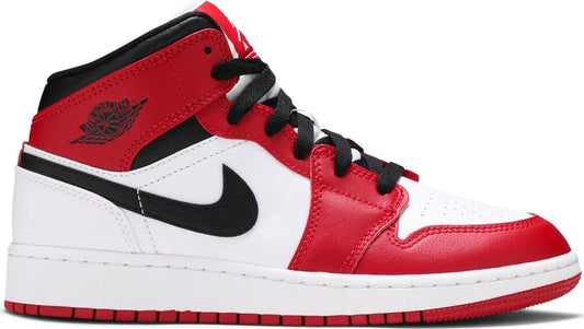 נעלי סניקרס Air Jordan 1 Mid GS 'Chicago' של המותג נייקי בצבע אָדוֹם עשויות 