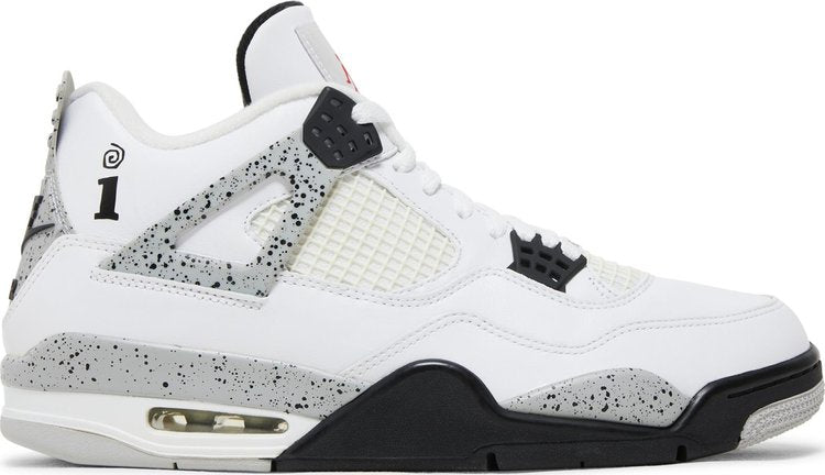 נעלי סניקרס Interscope Records x Air Jordan 4 Retro OG 'White Cement' של המותג נייקי בצבע לבן עשויות עוֹר