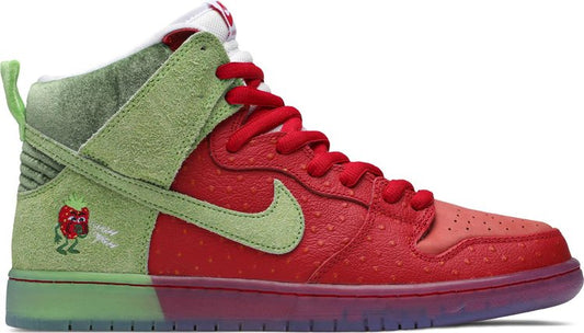 נעלי סניקרס Dunk High SB 'Strawberry Cough' של המותג נייקי בצבע אָדוֹם עשויות עוֹר