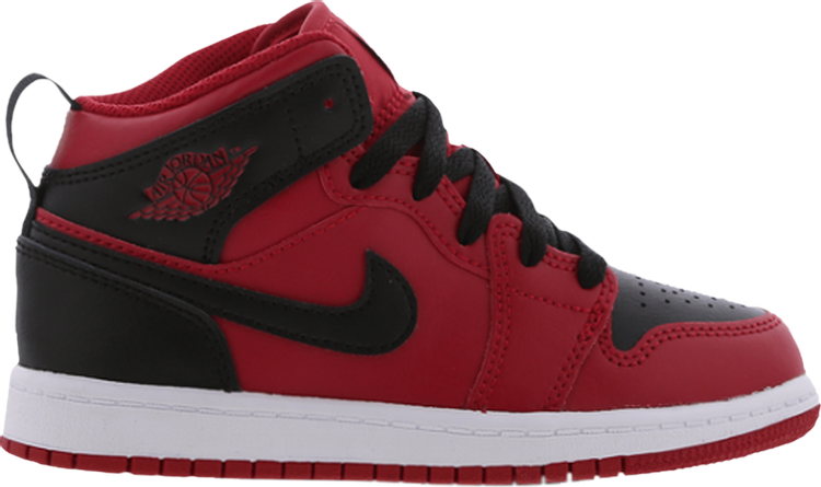 נעלי סניקרס Air Jordan 1 Mid PS 'Reverse Bred' של המותג נייקי בצבע אָדוֹם עשויות עוֹר