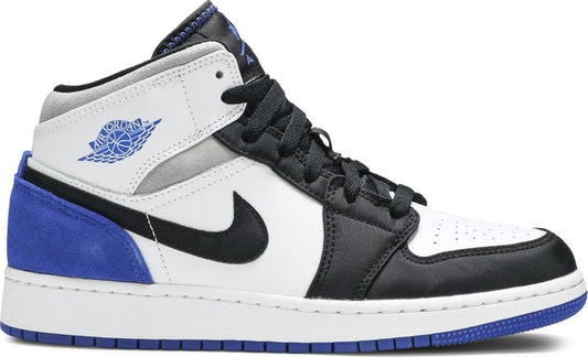 נעלי סניקרס Air Jordan 1 Mid SE GS 'Royal Black Toe' של המותג נייקי בצבע כְּחוֹל עשויות עוֹר