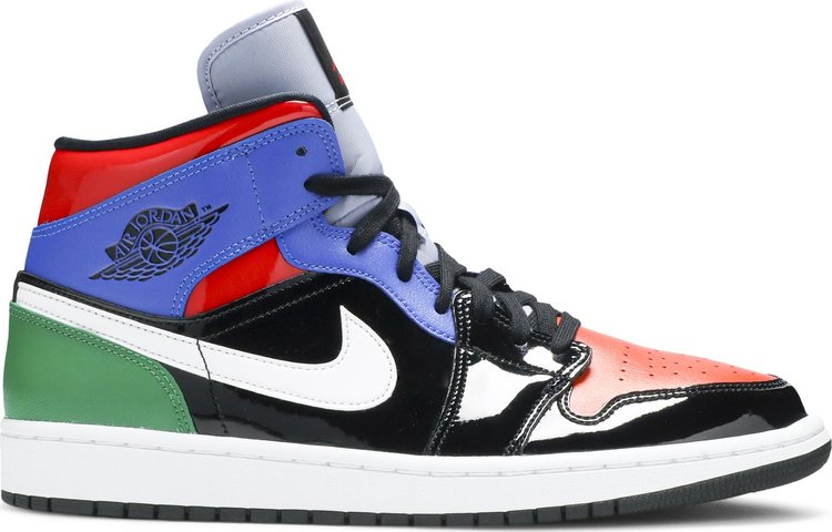 נעלי סניקרס Wmns Air Jordan 1 Mid SE 'Multi Patent' של המותג נייקי בצבע צבעוני עשויות עור פטנט