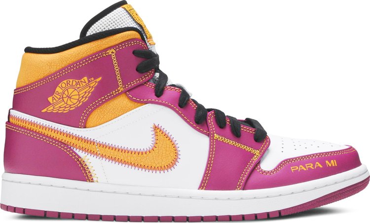 נעלי סניקרס Air Jordan 1 Mid 'Día de Muertos' של המותג נייקי בצבע סָגוֹל עשויות עוֹר