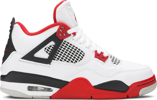 נעלי סניקרס Air Jordan 4 Retro OG GS 'Fire Red' 2020 של המותג נייקי בצבע לבן עשויות עוֹר