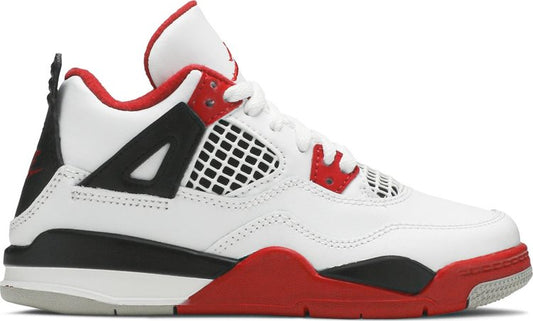 נעלי סניקרס Air Jordan 4 Retro OG PS 'Fire Red' 2020 של המותג נייקי בצבע לבן עשויות עוֹר