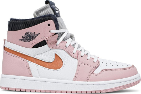 נעלי סניקרס Wmns Air Jordan 1 High Zoom 'Pink Glaze' של המותג נייקי בצבע וָרוֹד עשויות עוֹר