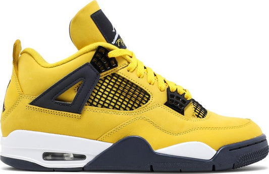 נעלי סניקרס Air Jordan 4 Retro 'Lightning' 2021 של המותג נייקי בצבע צהוב עשויות עוֹר