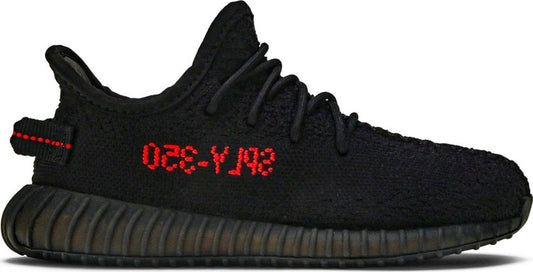 נעלי סניקרס Yeezy Boost 350 V2 Kids 'Bred' של המותג אדידס בצבע שָׁחוֹר עשויות ניילון פוליאסטר Primeknit