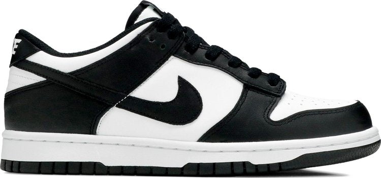 נעלי סניקרס Dunk Low GS 'Black White' של המותג נייקי בצבע שָׁחוֹר עשויות עוֹר