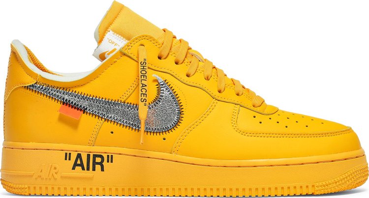 נעלי סניקרס Off-White x Air Force 1 Low 'Lemonade' של המותג נייקי בצבע זהב עשויות עוֹר