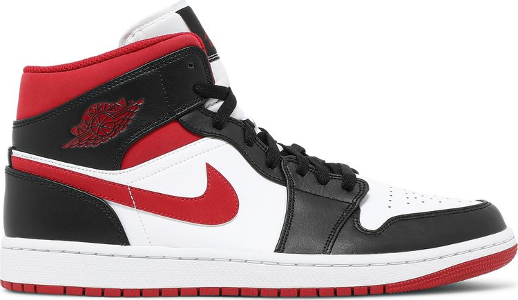 נעלי סניקרס Air Jordan 1 Mid 'Black Gym Red' של המותג נייקי בצבע לבן עשויות עוֹר