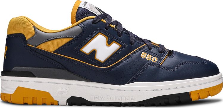 נעלי סניקרס 550 'Navy Yellow' של המותג ניו באלאנס בצבע כְּחוֹל עשויות עוֹר