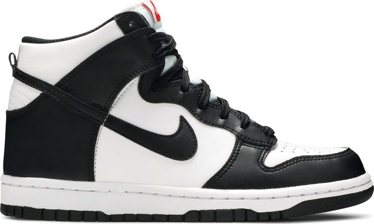 נעלי סניקרס Dunk High GS 'Black White' של המותג נייקי בצבע שָׁחוֹר עשויות עוֹר