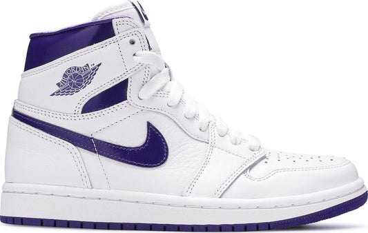 נעלי סניקרס Air Jordan 1 Retro High OG PS 'Court Purple' של המותג נייקי בצבע לבן עשויות עוֹר