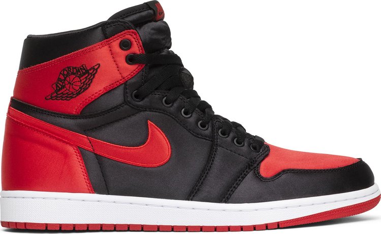 נעלי סניקרס Air Jordan 1 Retro High OG SE 'Satin Banned' של המותג נייקי בצבע שָׁחוֹר עשויות עוֹר