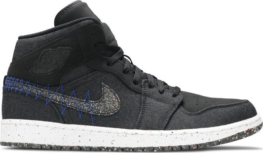 נעלי סניקרס Air Jordan 1 Mid 'Crater' של המותג נייקי בצבע שָׁחוֹר עשויות טֶקסטִיל