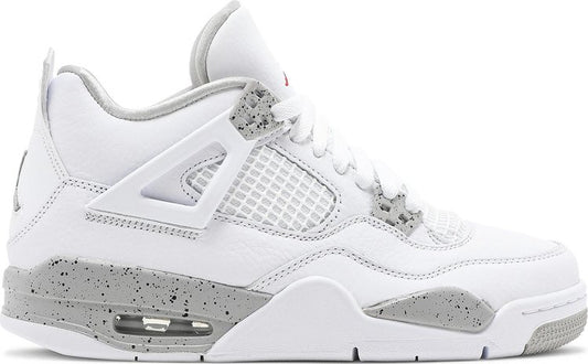 נעלי סניקרס Air Jordan 4 Retro GS 'White Oreo' של המותג נייקי בצבע אפור עשויות עוֹר