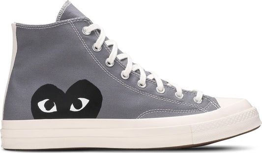 נעלי סניקרס Comme des Garçons PLAY x Chuck 70 High 'Steel Gray' של המותג קונברס אולסטאר בצבע אפור עשויות בַּד