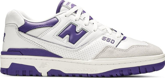 נעלי סניקרס 550 'White Purple' של המותג ניו באלאנס בצבע לבן עשויות עוֹר