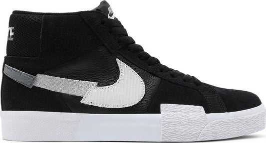 נעלי סניקרס Zoom Blazer Mid Premium SB 'Mosaic Pack - Black Wolf Grey' של המותג נייקי בצבע שָׁחוֹר עשויות עור (זמש)