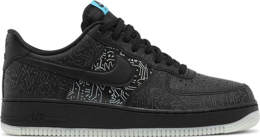 נעלי סניקרס Space Jam x Air Force 1 '07 'Computer Chip' של המותג נייקי בצבע שָׁחוֹר עשויות עוֹר