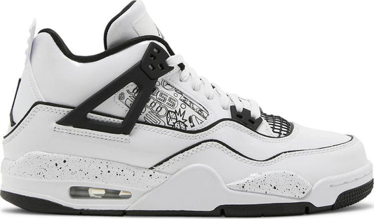 נעלי סניקרס Air Jordan 4 Retro GS 'DIY' של המותג נייקי בצבע לבן עשויות עוֹר