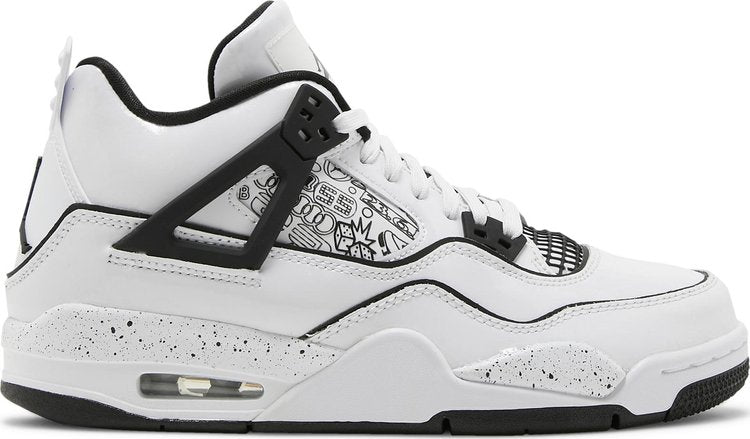 נעלי סניקרס Air Jordan 4 Retro GS 'DIY' של המותג נייקי בצבע לבן עשויות עוֹר