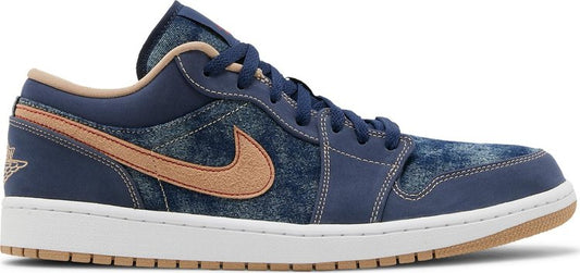 נעלי סניקרס Air Jordan 1 Low SE 'Denim' של המותג נייקי בצבע כְּחוֹל עשויות כותנה