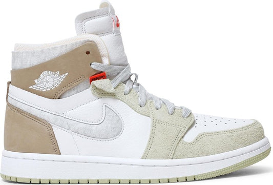 נעלי סניקרס Wmns Air Jordan 1 High Zoom Comfort 'Olive Aura' של המותג נייקי בצבע לבן עשויות עוֹר