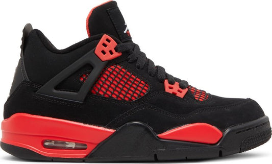 נעלי סניקרס Air Jordan 4 Retro GS 'Red Thunder' של המותג נייקי בצבע אָדוֹם עשויות עור (נובוק)