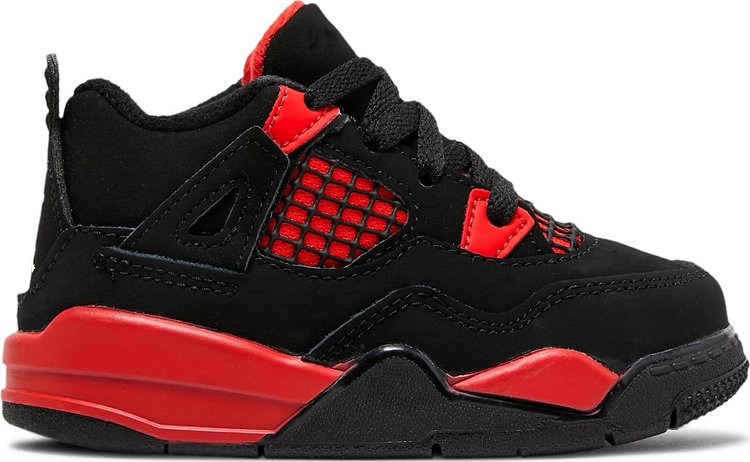 נעלי סניקרס Air Jordan 4 Retro TD 'Red Thunder' של המותג נייקי בצבע אָדוֹם עשויות עור (נובוק)