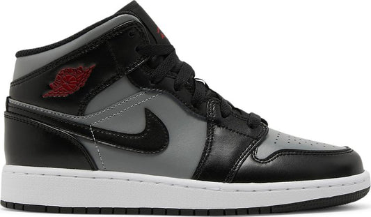 נעלי סניקרס Air Jordan 1 Mid GS 'Shadow' של המותג נייקי בצבע אפור עשויות עוֹר