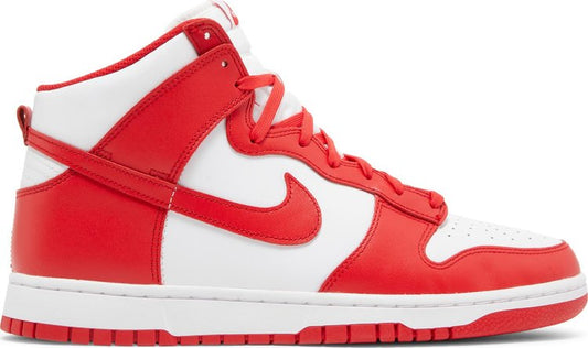 נעלי סניקרס Dunk High 'Championship Red' של המותג נייקי בצבע אָדוֹם עשויות עוֹר