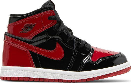 נעלי סניקרס Air Jordan 1 Retro High OG TD 'Patent Bred' של המותג נייקי בצבע אָדוֹם עשויות עור פטנט