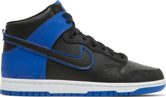 נעלי סניקרס Dunk High SE 'Hyper Royal Camo' של המותג נייקי בצבע שָׁחוֹר עשויות עוֹר