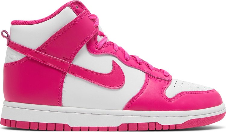 נעלי סניקרס Wmns Dunk High 'Pink Prime' של המותג נייקי בצבע לבן עשויות עוֹר