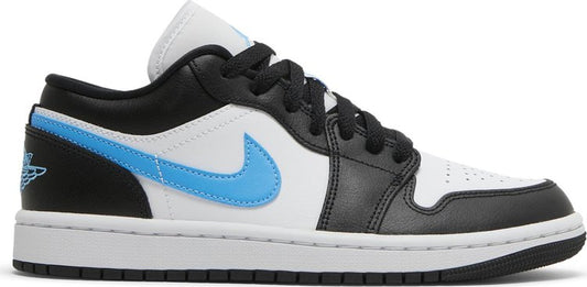 נעלי סניקרס Wmns Air Jordan 1 Low 'Black University Blue' של המותג נייקי בצבע לבן עשויות עוֹר