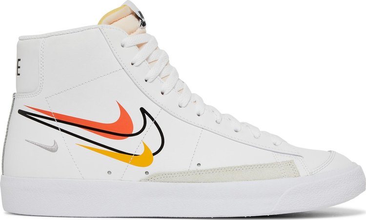 נעלי סניקרס Blazer Mid '77 'Multi Swoosh - Team Orange' של המותג נייקי בצבע לבן עשויות עוֹר
