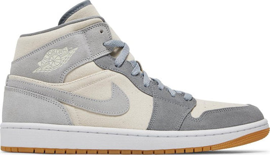 נעלי סניקרס Air Jordan 1 Mid SE 'Coconut Milk Particle Grey' של המותג נייקי בצבע קרם עשויות עור (זמש)