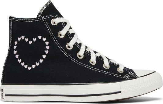 נעלי סניקרס Wmns Chuck Taylor All Star High 'Embroidered Hearts - Black' של המותג קונברס אולסטאר בצבע שָׁחוֹר עשויות בַּד